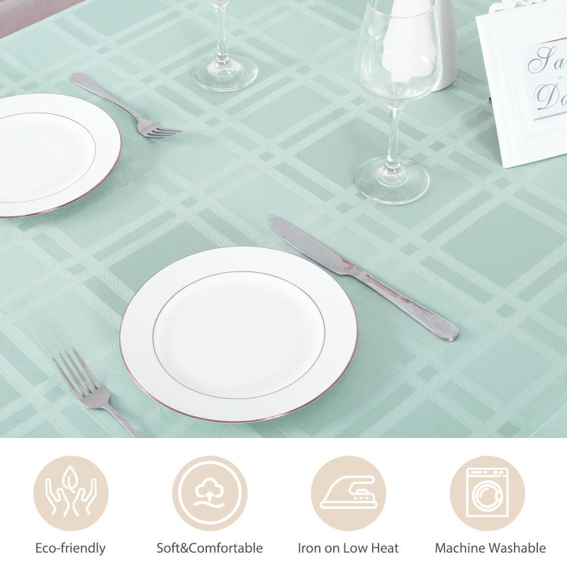 JUCFHY Soild Plaid Jacquard Table Cloth Elegance Wrinkle Resistant Contemporary Woven Decorative Table Cover, Spillproof Soil Resistant Holiday Tablecloths, 60 X 120, Greyish Green - Image 5